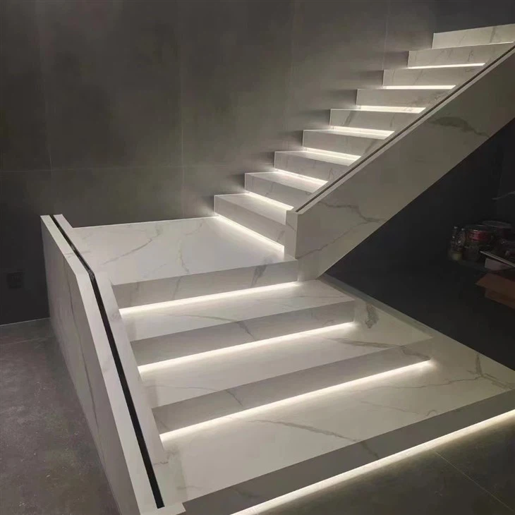 calacatta white sintered stone stair