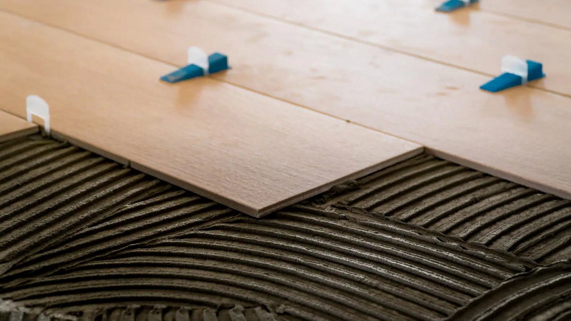 Professional installation floor tiles