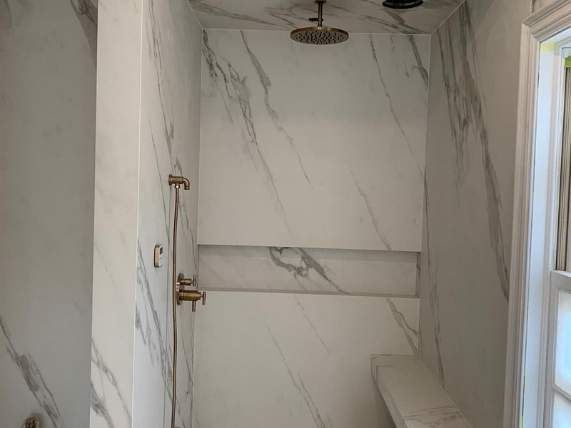 Porcelain Slab Shower Walls Ceiling and Floors