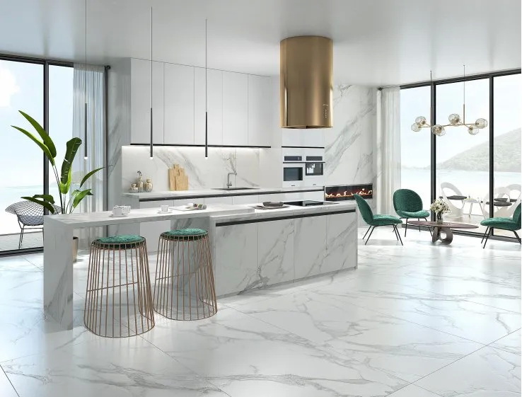 Calacatta White Kitchen Island Porcelain Slabs