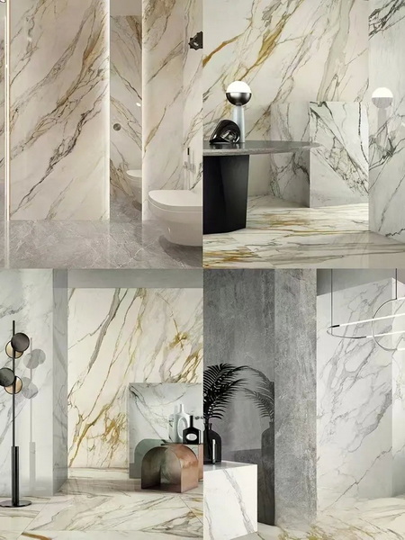 Glossy Porcelain Marble Floor Tiles Golden-