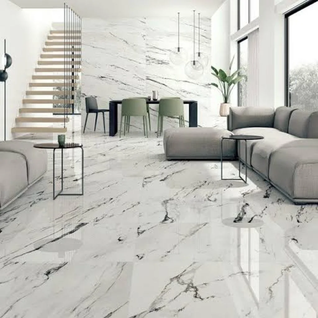 Grey and White Carrara Marble Slab