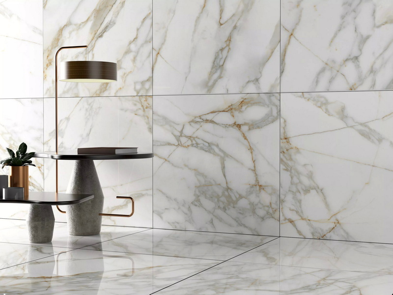 slab tile wall living room