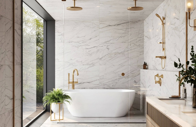 How Do Porcelain Slab Shower Floors Enhance Your Bathroom's Aesthetic?