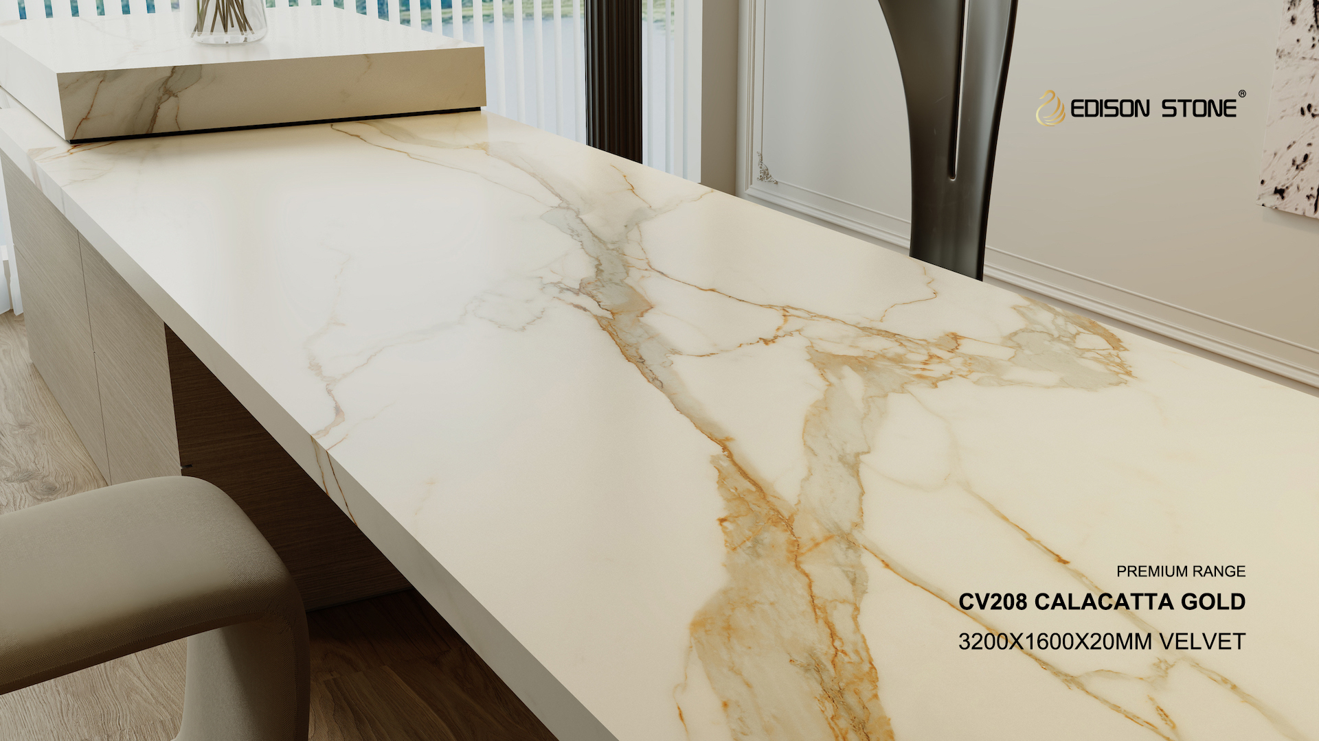 CV208 Calacatta Gold 20mm Velvet