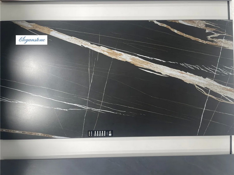 Golden Laurent Black Marble Sintered Stone for Wall Table