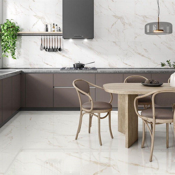 calacatta gold gloss marble effect rectified porcelain floor tile