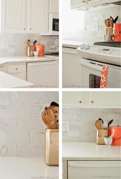 how to install a marble subway tile backsplash
