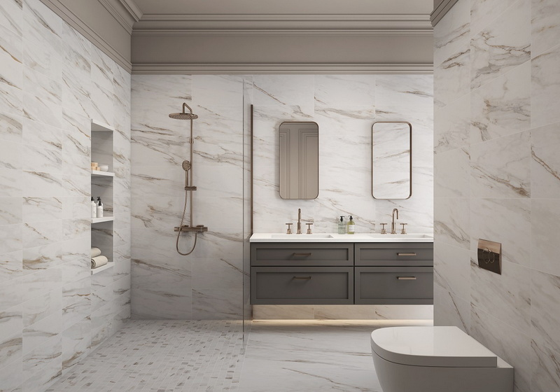 Can Calcutta Gold Porcelain Slabs Be Used For Bathroom Walls